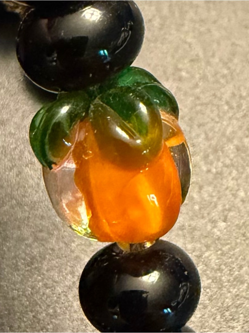 Set of 3 Black Beaded Bracelets with Pumpkin Accent Bead - Great for Fall & 🎃 - Picture 5 of 5